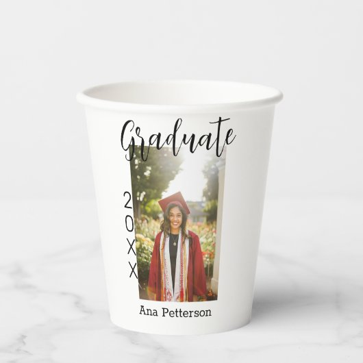 卒業写真モダンクラシック年の名前を素朴に追加 紙コップ (正面)