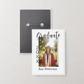 卒業写真モダンクラシック年の名前を素朴に追加 缶バッジ (正面/裏面)