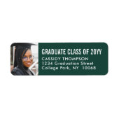 卒業写真モダングリーンホワイト差出人住所 ラベル (正面)