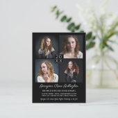 卒業写真モダンコラージュシンプルグラッドブラック 案内ポストカード (スタンド正面)