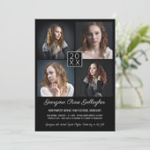 卒業写真モダンコラージュシンプルグラッドブラック 案内状 (スタンド正面)