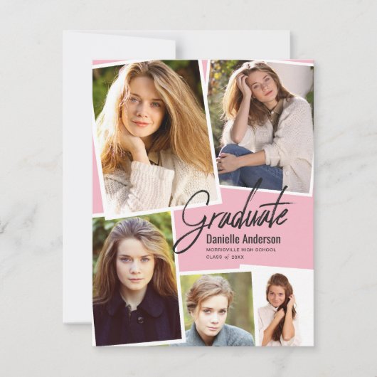 卒業写真モダンコラージュパーティー発表 案内状 (正面)