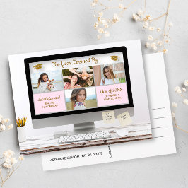 卒業写真モダンコラージュ卒業パおもしろいーティー ポストカード