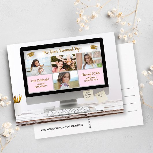 卒業写真モダンコラージュ卒業パおもしろいーティー ポストカード