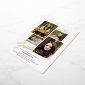 卒業写真モダンコラージュ卒業金ゴールド 箔招待状 (回転した状態)