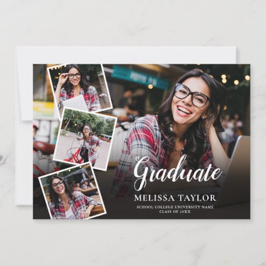卒業写真モダンコラージュ卒業 案内状 (正面)