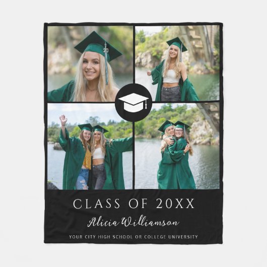 卒業写真モダンコラージュ フリースブランケット (正面)