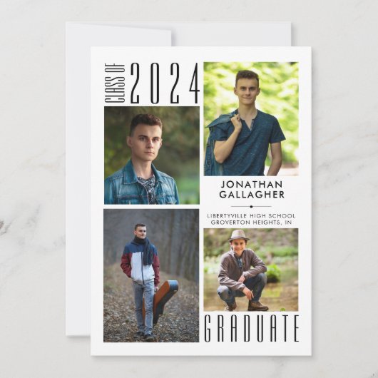 卒業写真モダンコラージュ 案内状 (正面)