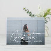 卒業写真モダンスクリプトタイポグラフィエレガント 招待状 (スタンド正面)