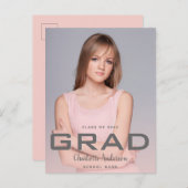 卒業写真モダンバラエレガント金ゴールド葉書 シーズンポストカード (正面/裏面)