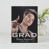 卒業写真モダンブラックミニマル 案内状 (スタンド正面)