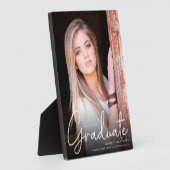 卒業写真モダンホワイトスクリプト卒業 フォトプラーク (側面)