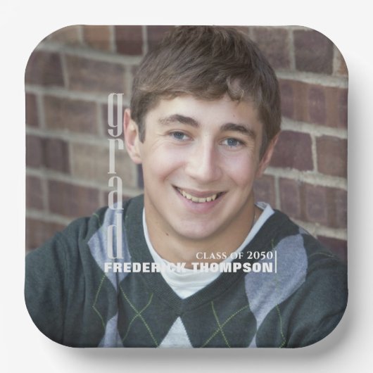 卒業写真モダンミニマリストエレガントグラード ペーパープレート (正面)