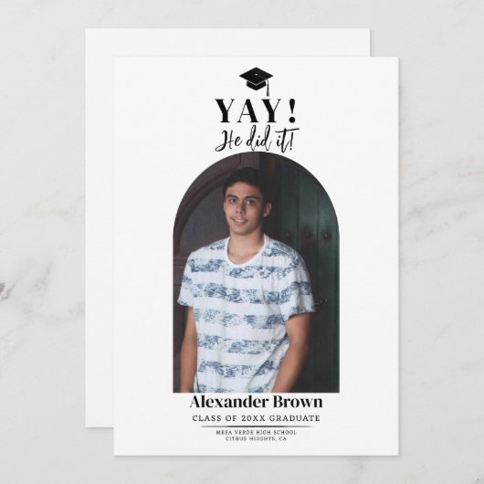 卒業写真モダンミニマル発表 招待状 (正面/裏面)