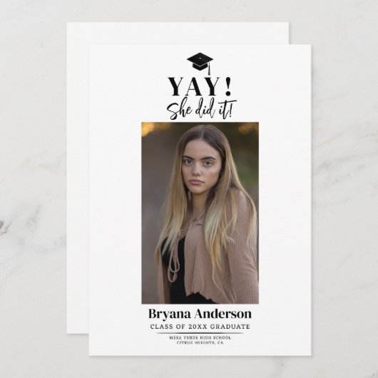 卒業写真モダンミニマル発表 招待状 (正面/裏面)