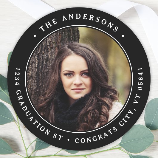 卒業写真モダンラウンド差出人住所 ラウンドシール