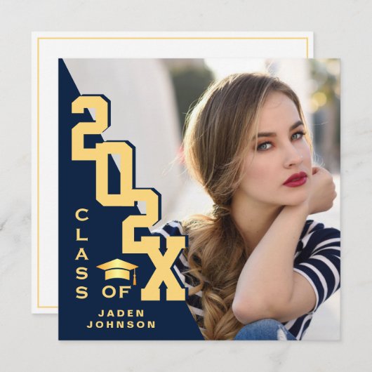 卒業写真モダン卒業式パーティー 招待状 (正面/裏面)