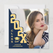 卒業写真モダン卒業式パーティー 招待状 (正面)