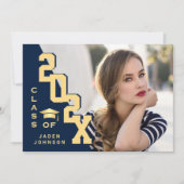 卒業写真モダン卒業式パーティー 招待状 (正面)