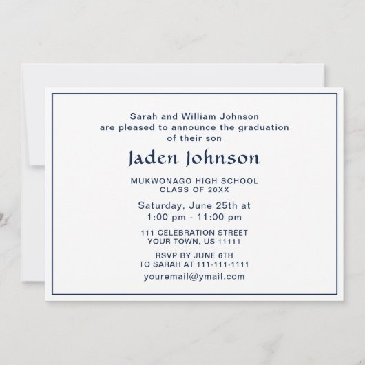 卒業写真モダン卒業式パーティー 招待状 (裏面)