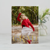 卒業写真モダン卒業発表フォイル 箔招待状 (立ち正面)