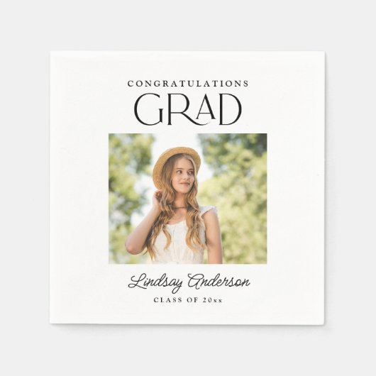卒業写真モダン卒業祝い スタンダードカクテルナプキン (正面)