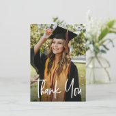 卒業写真モダン手書きスクリプト サンキューカード (スタンド正面)