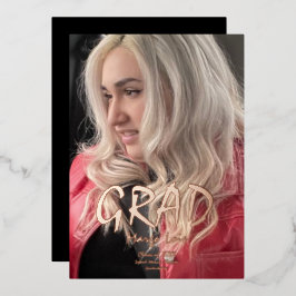 卒業写真モダン押し箔招待状 箔招待状