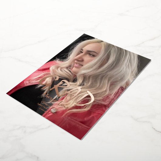 卒業写真モダン押し箔招待状 箔招待状 (回転した状態)