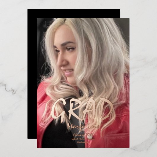 卒業写真モダン押し箔招待状 箔招待状 (正面/裏面)