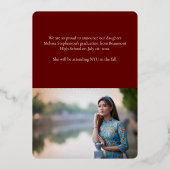 卒業写真モダン文字の発表 箔招待状 (裏面)