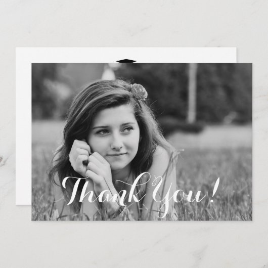 卒業写真モダン書道ありがとう サンキューカード (正面/裏面)