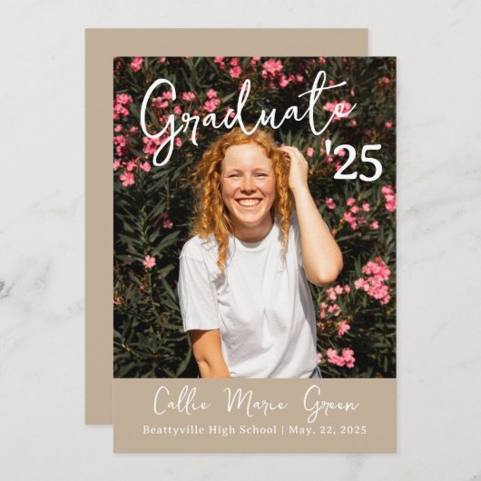 卒業写真モダン発表カード 案内状 (正面/裏面)