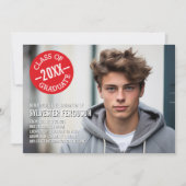 卒業写真モダン発表 – 赤い山形 案内状 (正面)