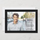 卒業写真モダン発表 – 黒金ゴールド 案内状 (正面)