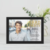 卒業写真モダン発表 – 黒金ゴールド 案内状 (スタンド正面)