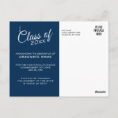 卒業写真モダン発表 – Navy Blue ポストカード (裏面)