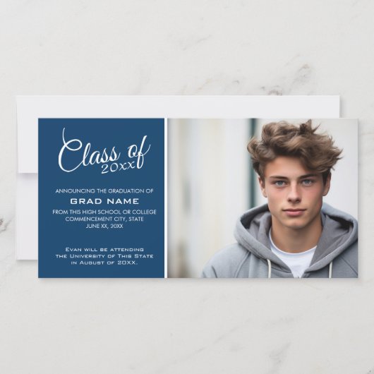 卒業写真モダン発表 – Navy Blue 案内状 (正面)