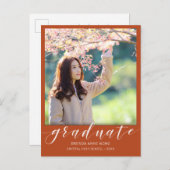 卒業写真モダン白Script Orange 2023 案内ポストカード (正面/裏面)