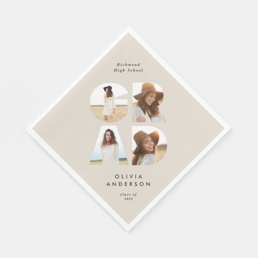 卒業写真モダン自パーソナライズされた然 スタンダードランチョンナプキン (角)