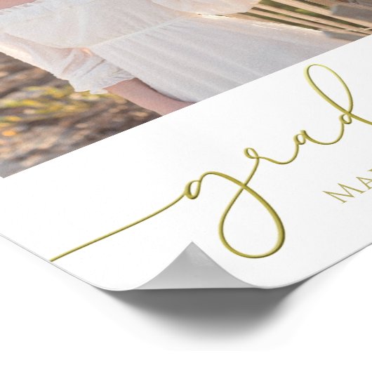 卒業写真モダン金ゴールドスエレガントクリプト ポスター (角)