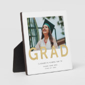 卒業写真モダン金ゴールドパーソナライズされたKeepsake フォトプラーク (正面)