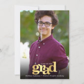 卒業写真モダン黒金ゴールドタイポグラフィ 案内状 (正面)