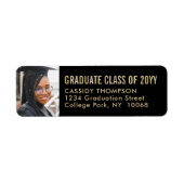 卒業写真モダン黒金ゴールド差出人住所 ラベル (正面)