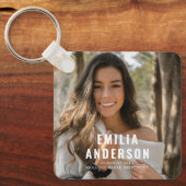 卒業写真モダンQRコード情報名刺 キーホルダー (正面)