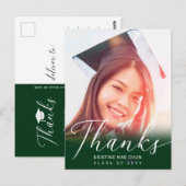 卒業写真モダンScript Green Thank You ポストカード (正面/裏面)