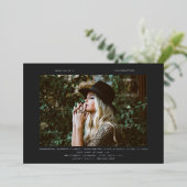 卒業写真ラインアートダークグレー 箔招待状 (立ち正面)