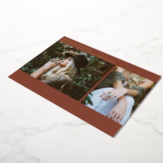 卒業写真ラインアートテラコッタ発表 箔招待状 (回転した状態)