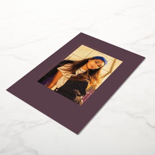 卒業写真ラインアートメルロ発表 箔招待状 (回転した状態)