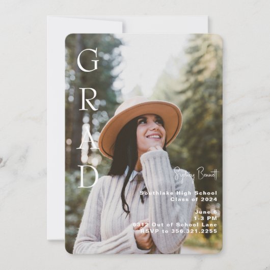 卒業写真ラウンド卒業パーティー招待状 招待状 (正面)